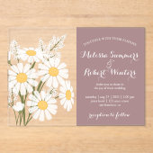 Elegante witte madeliefjes boeket bruiloft Rosy Br Acryl Uitnodigingen (Voorkant)