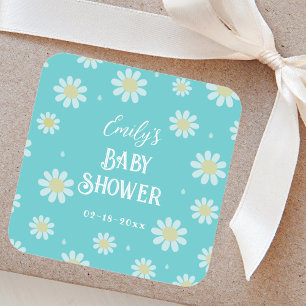 Elegante witte madeliefjes lente bloemenBaby showe Vierkante Sticker