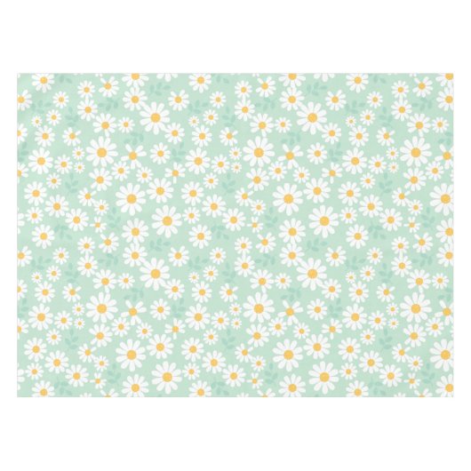 Elegante witte madeliefjes Pastel turquoise Pasen Tafelkleed (Voorkant (Horizontaal))