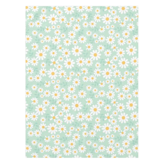 Elegante witte madeliefjes Pastel turquoise Pasen Tafelkleed (Voorkant)