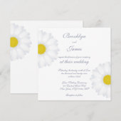 Elegante witte madeliefjes vierkante trouwuitnodig kaart (Voorkant / Achterkant)