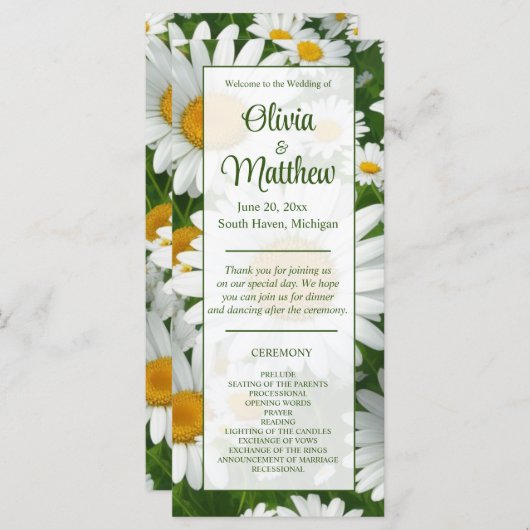 Elegante witte madeliefjes witte bloemenvelden gro (Voorkant / Achterkant)