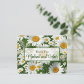 Elegante witte madeliefjes witte bloemenvelden gro bedankkaart (Staand voorkant)