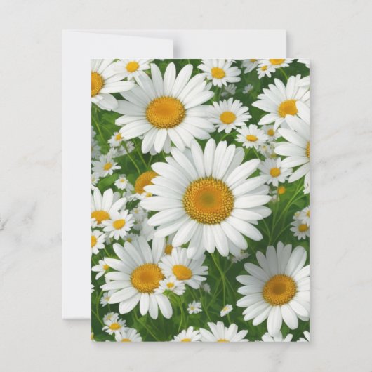 Elegante witte madeliefjes witte bloemenvelden gro bedankkaart (Achterkant)