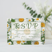 Elegante witte madeliefjes witte bloemenvelden gro RSVP kaartje (Staand voorkant)