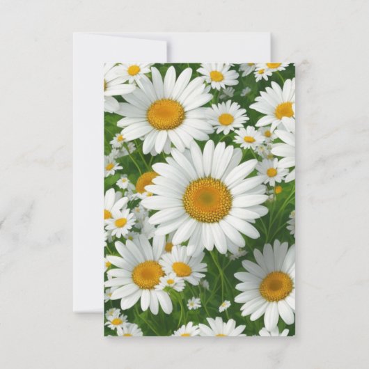 Elegante witte madeliefjes witte bloemenvelden gro RSVP kaartje (Achterkant)