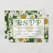 Elegante witte madeliefjes witte bloemenvelden gro RSVP kaartje (Voorkant / Achterkant)