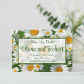Elegante witte madeliefjes witte bloemenvelden gro save the date (Staand voorkant)