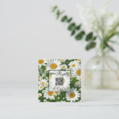 Elegante witte madeliefjes witte bloemenvelden QR  Informatiekaartje (Staand voorkant)
