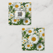 Elegante witte madeliefjes witte bloemenvelden QR  Informatiekaartje (Voorkant / Achterkant)