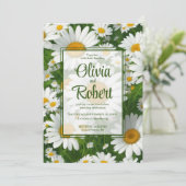 Elegante witte madeliefjes witte bloemenvelden Tro Kaart (Staand voorkant)