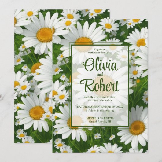 Elegante witte madeliefjes witte bloemenvelden Tro Kaart (Voorkant / Achterkant)