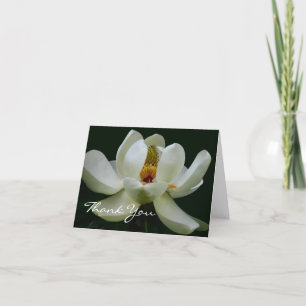Elegante witte magnolia bedankkaart