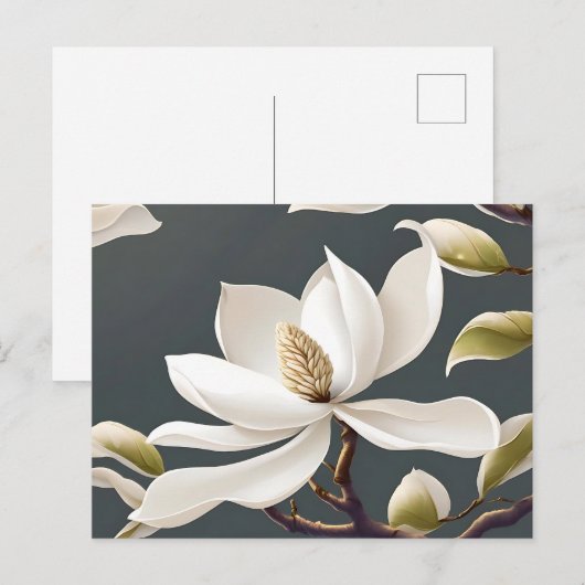 Elegante witte Magnolia Bloem Briefkaart (Voorkant / Achterkant)