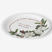 Elegante witte magnolia bloemen, Bruids douche Papieren Bordje (Gekanteld)