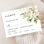 Elegante Witte Magnolia Bloemen Huwelijk RSVP Kaar