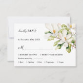 Elegante Witte Magnolia Bloemen Huwelijk RSVP Kaar (Voorkant)
