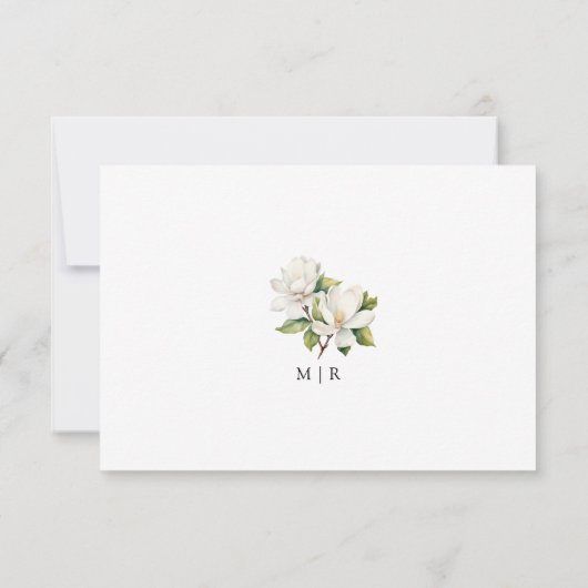 Elegante Witte Magnolia Bloemen Huwelijk RSVP Kaar (Achterkant)