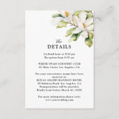 Elegante Witte Magnolia Bloemen Trouwdetails Informatiekaartje (Voorkant)