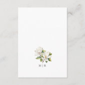 Elegante Witte Magnolia Bloemen Trouwdetails Informatiekaartje (Achterkant)