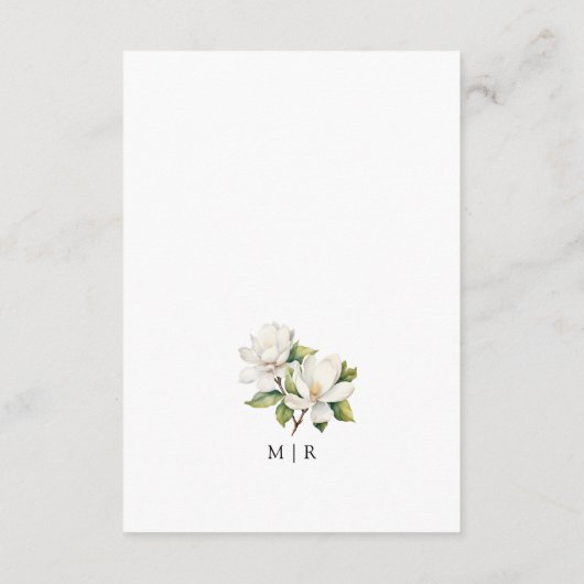 Elegante Witte Magnolia Bloemen Trouwdetails Informatiekaartje (Achterkant)