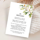 Elegante Witte Magnolia Bloemen Trouwdetails Informatiekaartje