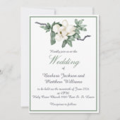 Elegante witte Magnolia bloesem bruiloft Kaart (Voorkant)