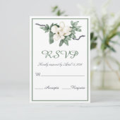 Elegante witte Magnolia bloesem bruiloft RSVP Kaartje (Staand voorkant)