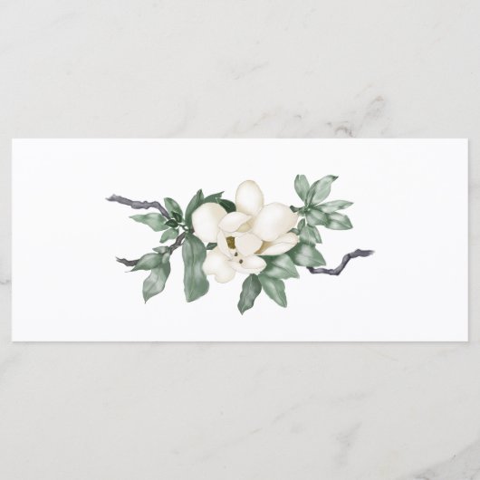 Elegante witte Magnolia Blossom Receptie Menu (Achterkant)