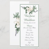 Elegante witte Magnolia Blossom Receptie Menu (Voorkant / Achterkant)