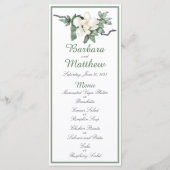 Elegante witte Magnolia Blossom Receptie Menu (Voorkant)