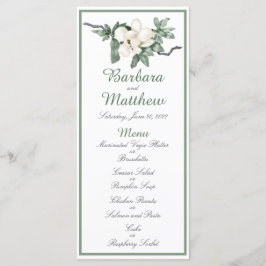 Elegante witte Magnolia Blossom Receptie Menu