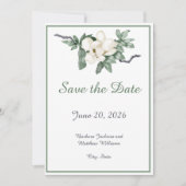 Elegante witte Magnolia Blossom Save The Date (Voorkant)