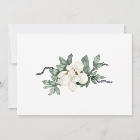 Elegante witte Magnolia Blossom Save The Date (Achterkant)