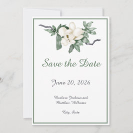 Elegante witte Magnolia Blossom Save The Date
