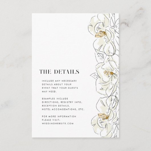 Elegante witte Magnolia bruiloft details Informatiekaartje (Voorkant)