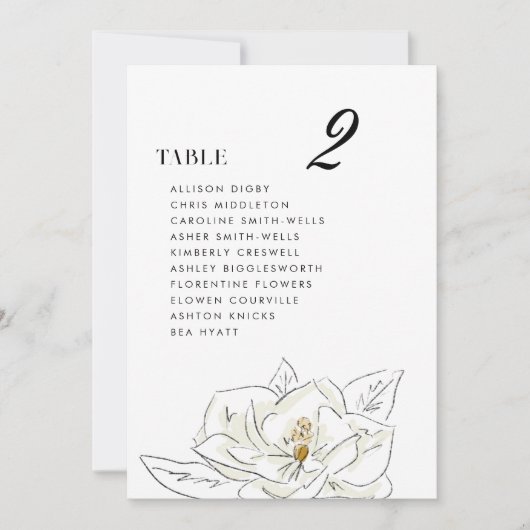 Elegante witte Magnolia bruiloft zitgrafiek (Voorkant)