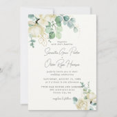 Elegante witte Magnolia Eucalyptus Boeket Bruiloft Kaart (Voorkant)