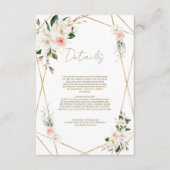 Elegante witte Magnolia gouden bruiloft details Informatiekaartje (Voorkant)