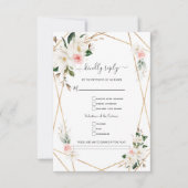 Elegante witte magnolia gouden songrequest bruilof RSVP kaartje (Voorkant)