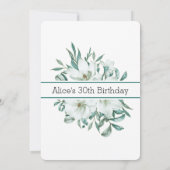 Elegante witte Magnolia groen 30e verjaardag Kaart (Achterkant)