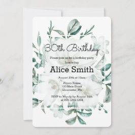 Elegante witte Magnolia groen 30e verjaardag Kaart