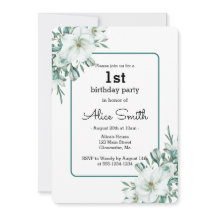 Elegante witte Magnolia groen Flora 1e verjaardag