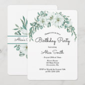 Elegante witte Magnolia groen Flora Verjaardag Kaart (Voorkant / Achterkant)