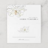 Elegante witte Magnolia illustratie bruiloft Plaatskaartje (Buitenkant ongevouwen)