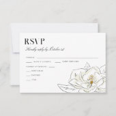Elegante Witte Magnolia Illustratie Bruiloft RSVP (Voorkant)