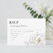 Elegante Witte Magnolia Illustratie Bruiloft RSVP (Staand voorkant)
