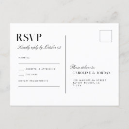 Elegante Witte Magnolia Illustratie Bruiloft RSVP Briefkaart