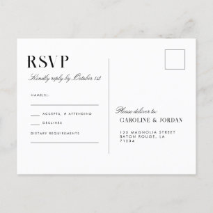 Elegante Witte Magnolia Illustratie Bruiloft RSVP Briefkaart