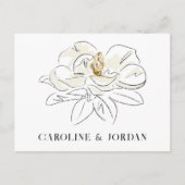 Elegante Witte Magnolia Illustratie Bruiloft RSVP Briefkaart (Voorkant)